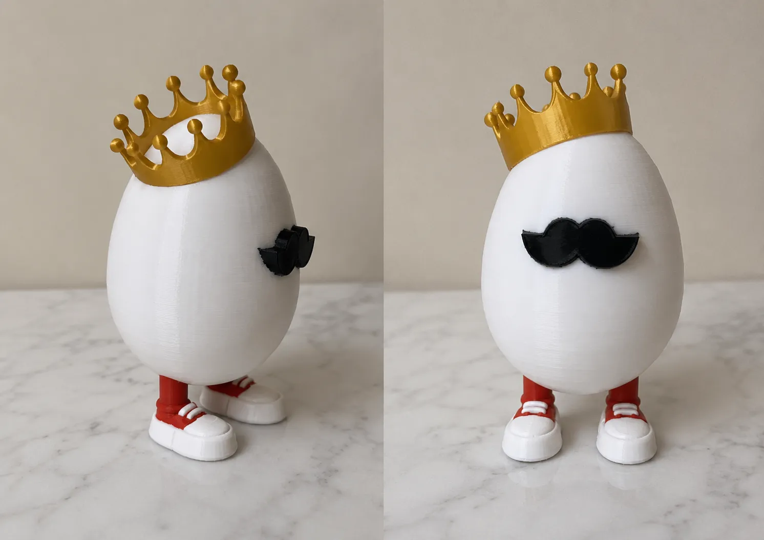 King Egg Man Figur | Deko-Ei mit Krone & Schnurrbart
