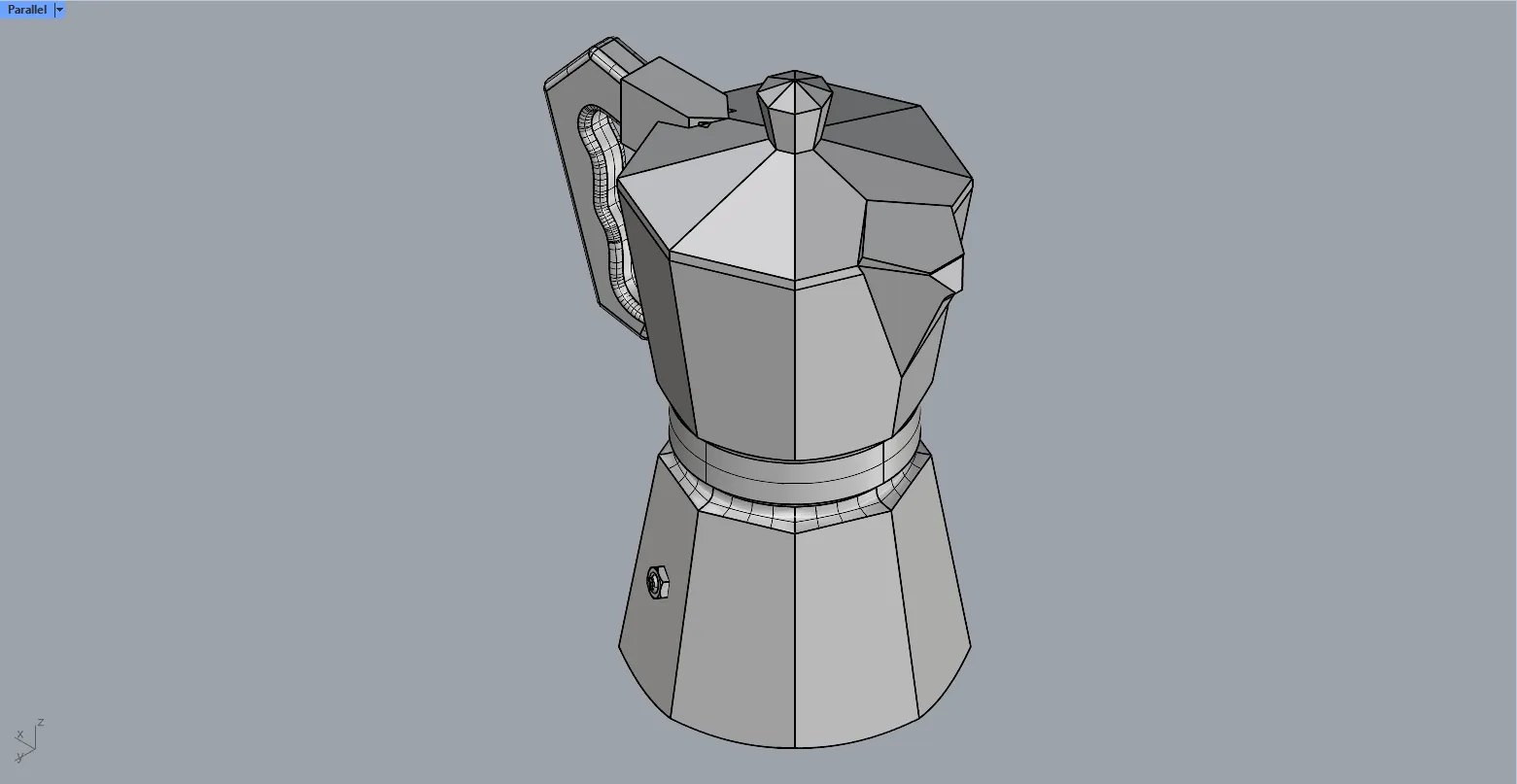 Moka Espresso-Kanne Low-Poly | Dekorative Sammlerfigur