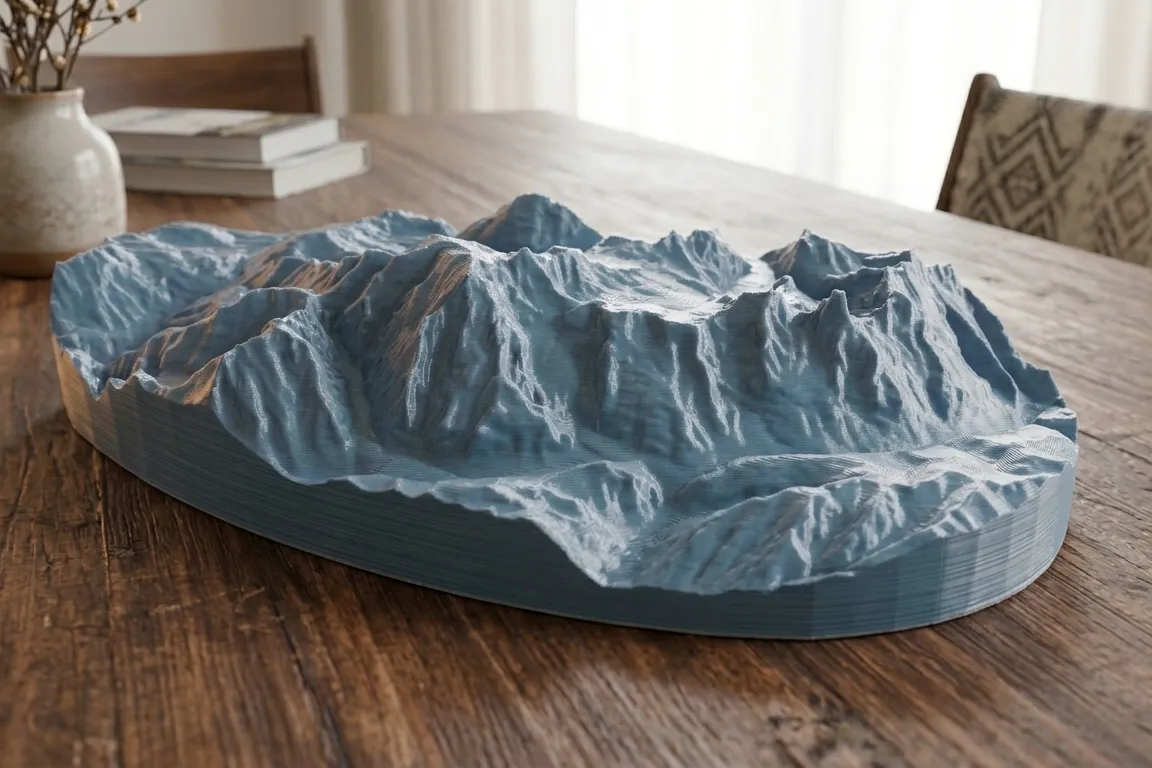 Mont Blanc Massiv Relief | 3D-Modell Alpen-Deko