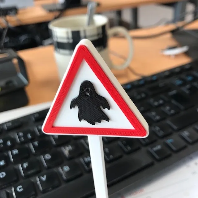 Geister-Warnschild Miniatur | Halloween Deko für Dioramen