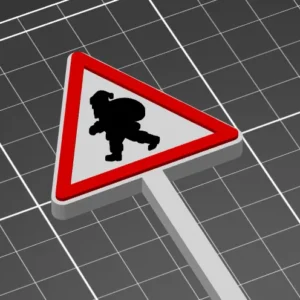 Achtung Weihnachtsmann Schild | Miniatur-Deko für Dioramen