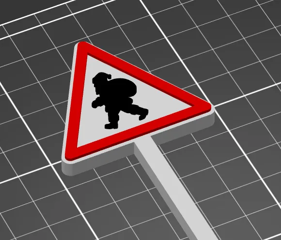 Achtung Weihnachtsmann Schild | Miniatur-Deko für Dioramen