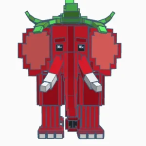 Strawberry Elephant Figur | Voxel-Art Deko Sammlerstück