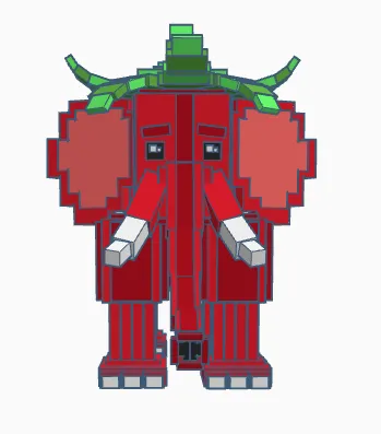 Strawberry Elephant Figur | Voxel-Art Deko Sammlerstück