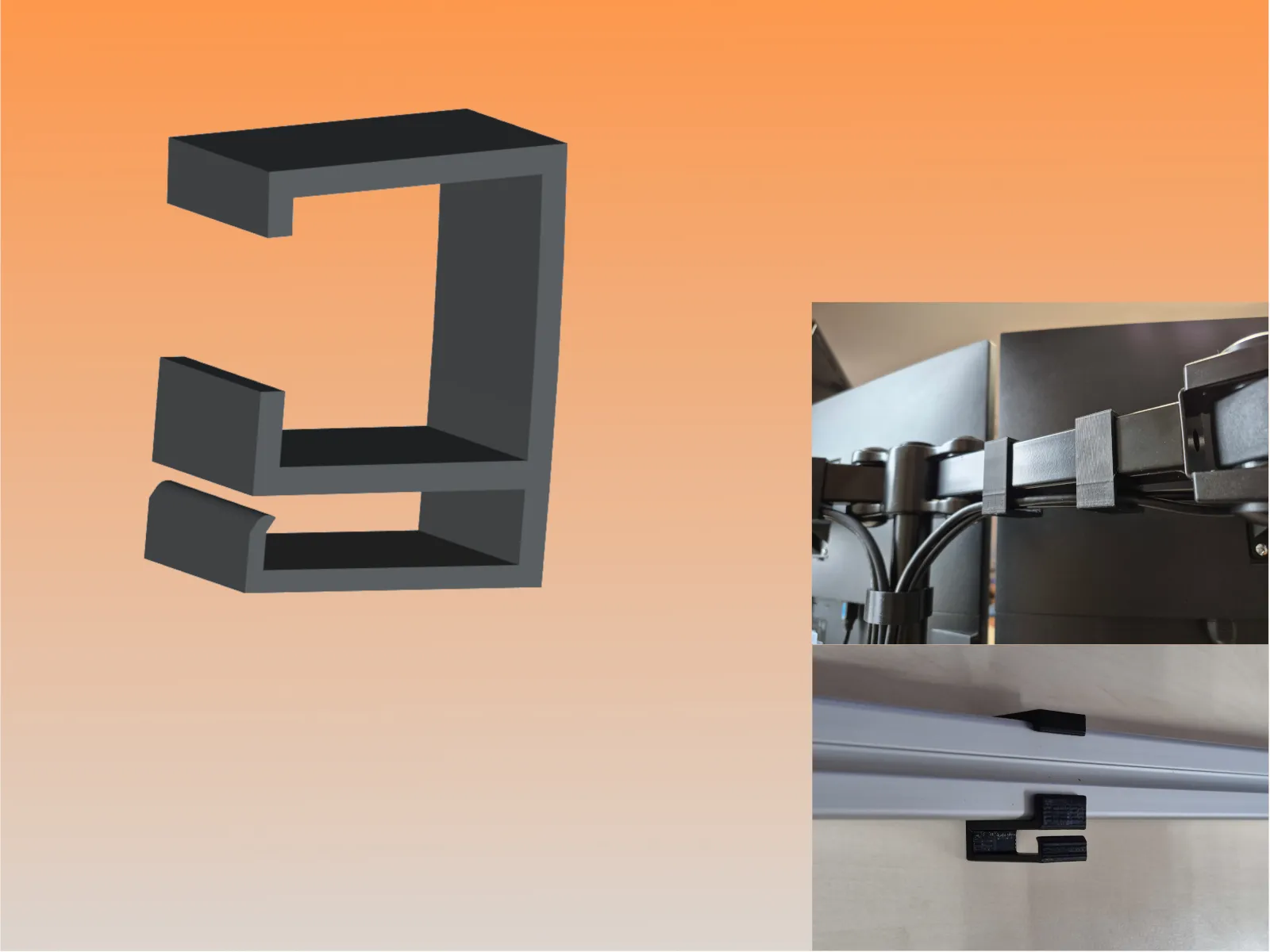 Kabelclip für Monitorhalterung | Kabelmanagement 20x30 & 30x30
