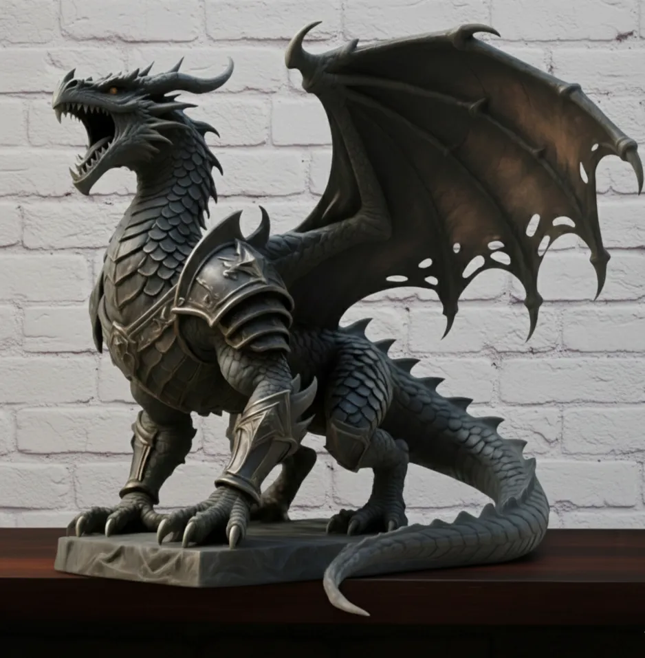 Armored Battle Drake Figur | Drache mit Rüstung Sammlerstück