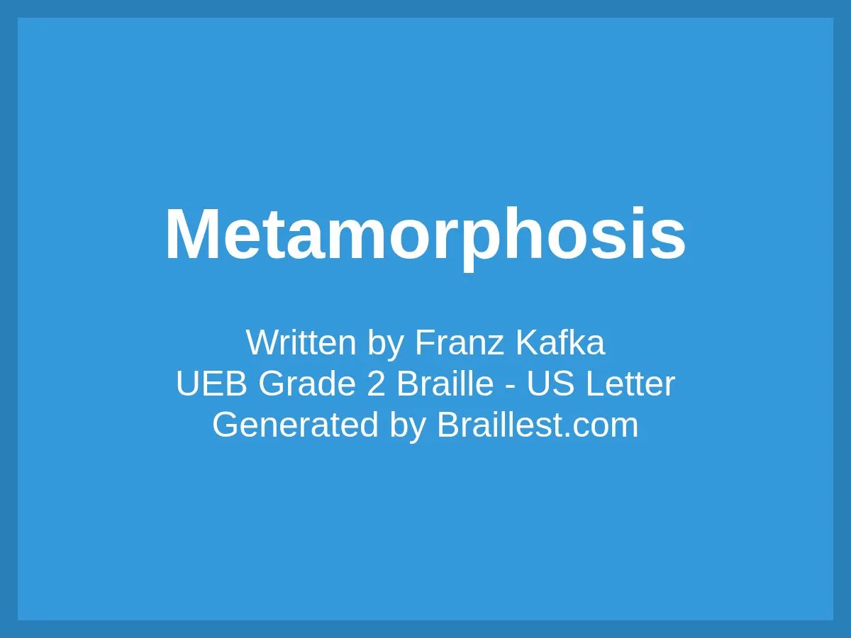 Braille Prägeplatte Metamorphosis Franz Kafka