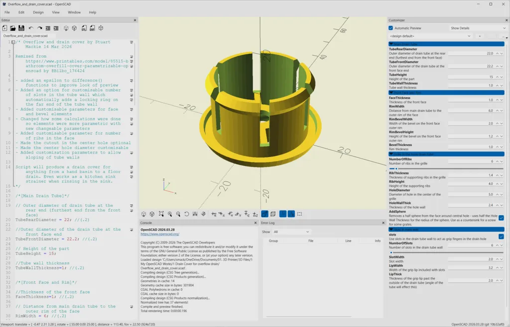 Parametrisches Sieb & Abfluss-Abdeckung für Spülbecken - image3 Parametrisches Sieb & Abfluss-Abdeckung für Spülbecken – Bild 11