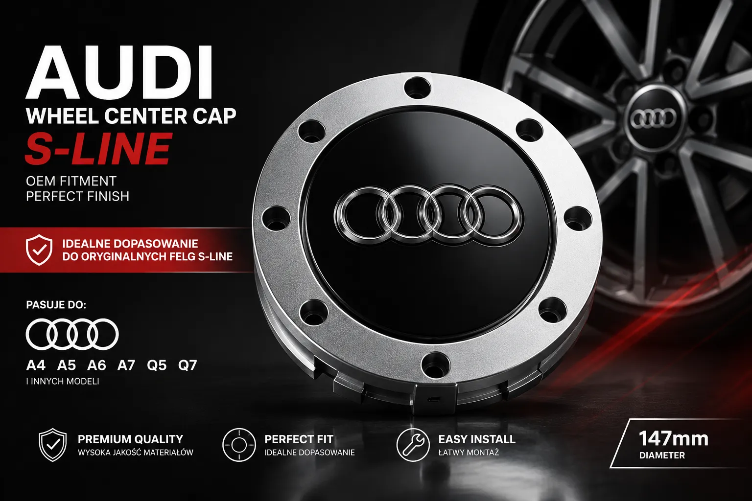 Audi Nabendeckel Felgendeckel 147mm 8D0601165K