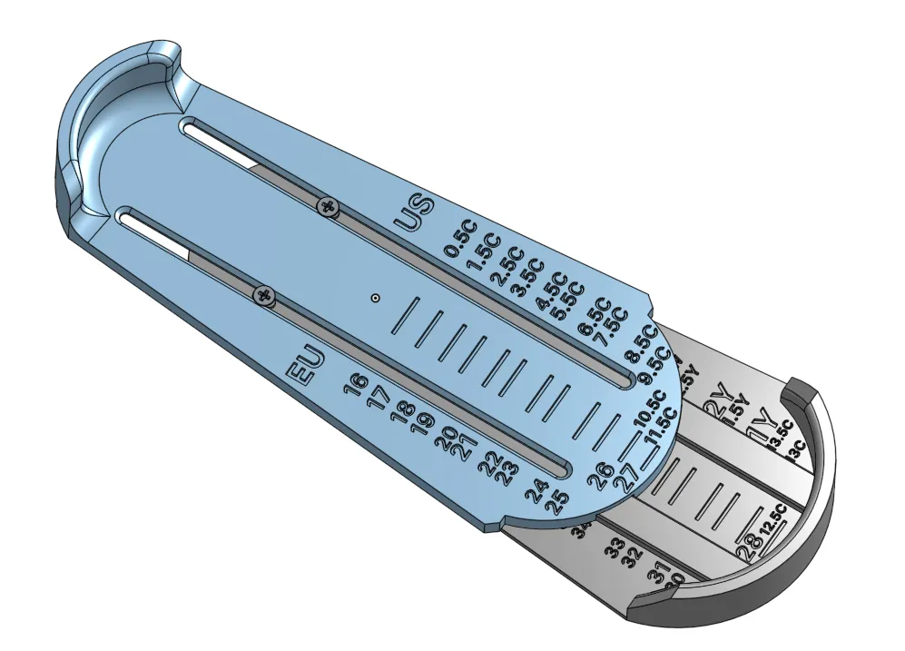 Schuhgrößen Messgerät EU & US – Modularer Fußgrößenmesser - image4 Schuhgrößen Messgerät EU & US – Modularer Fußgrößenmesser – Bild 4