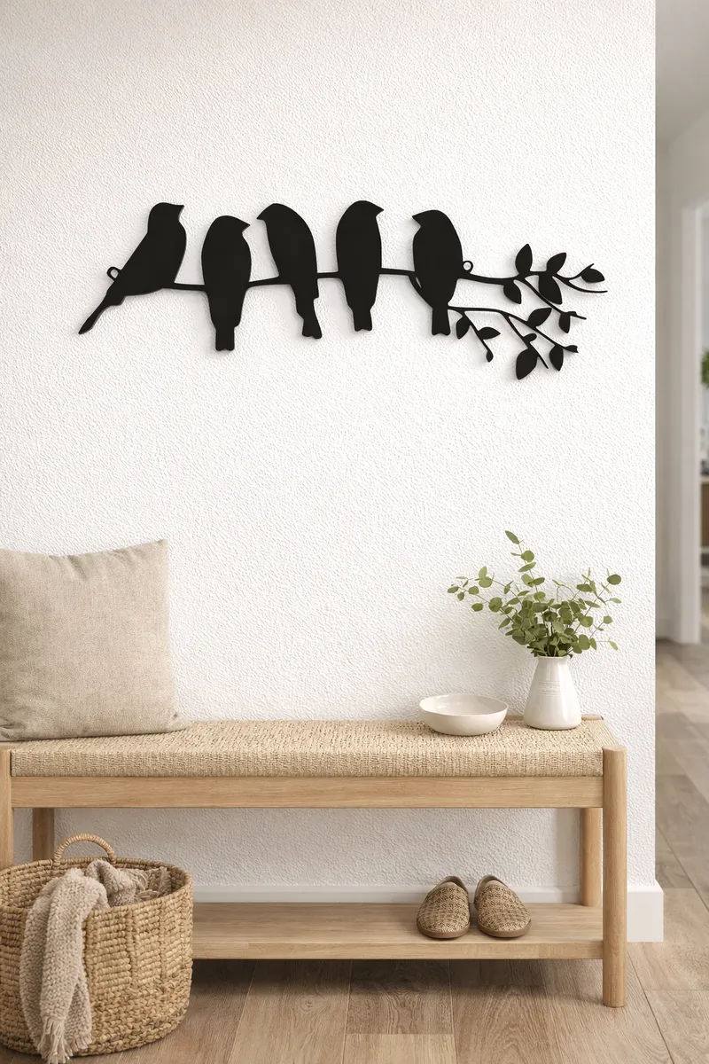 Vögel auf Ast Wanddekoration im minimalistischen Stil