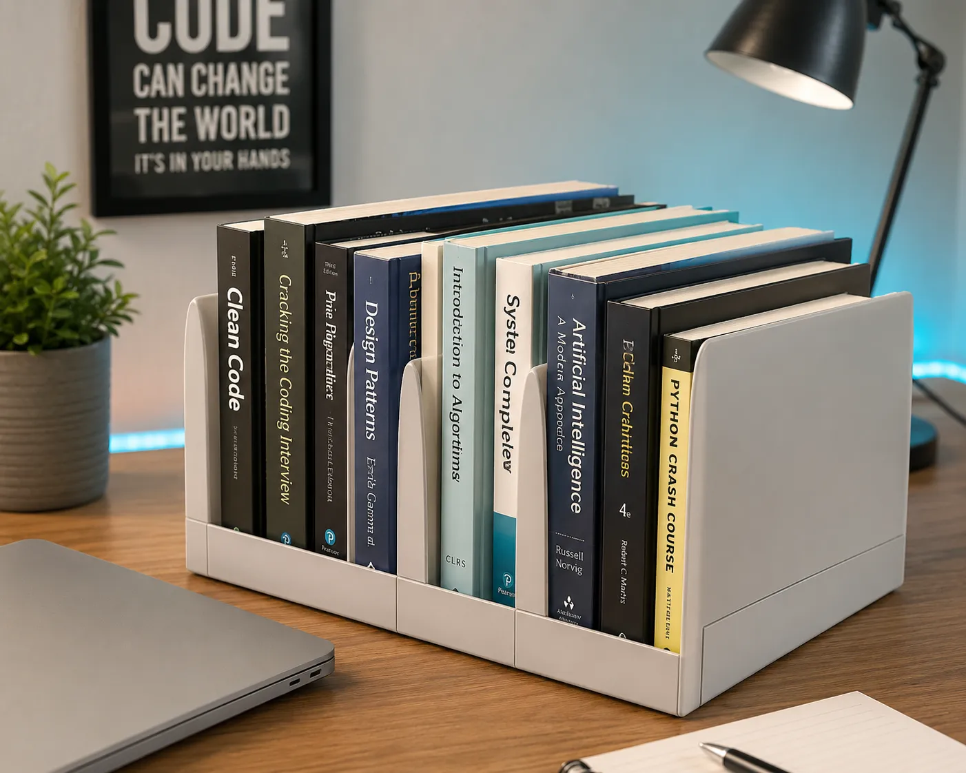 Moderner 4-Fach Buch- und Dokumentenhalter