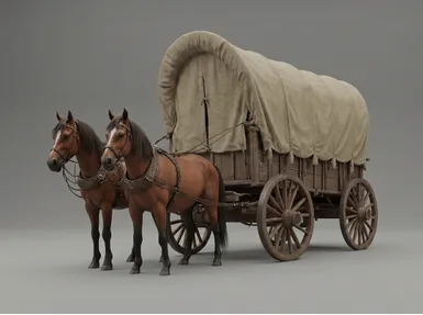 Historisches Wagen Motiv mit Pferden