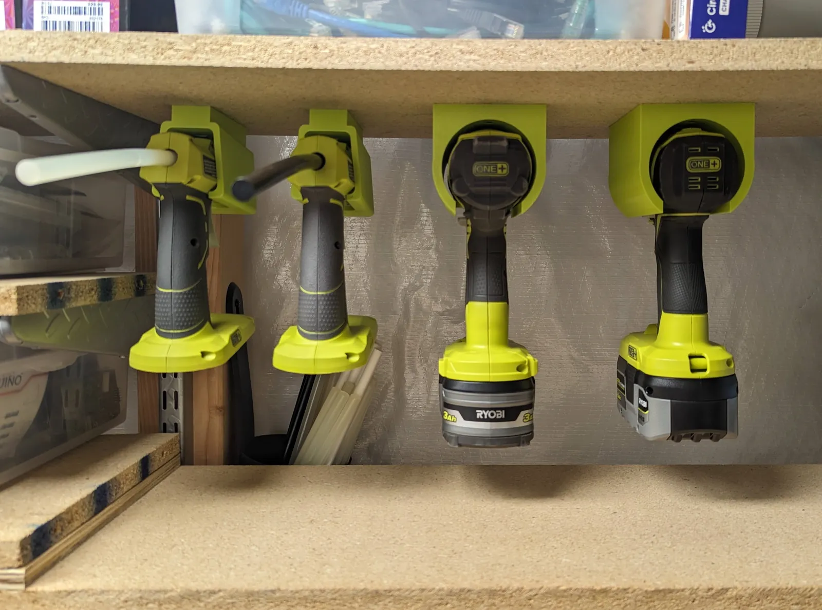 Under-shelf mount for Ryobi tools